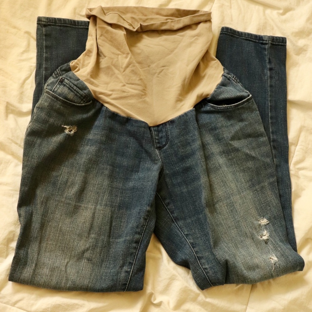 Distressed Skinny Maternity Jeans - Picture 1 of 5
